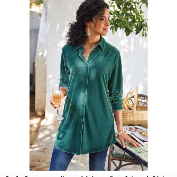 🦋SOFT SURROUNDINGS 🦋 Velvet Boyfriend Shirt 💕 - Picture 2 of 7